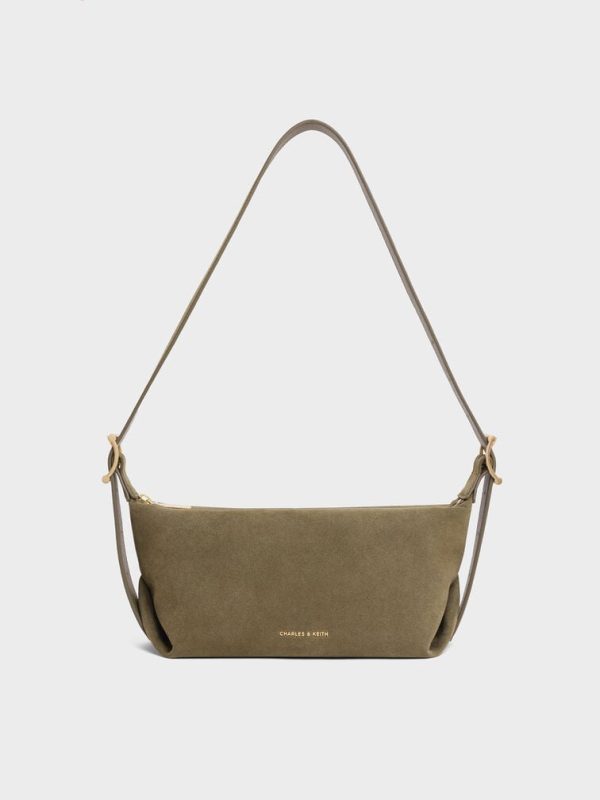 Larsen Recycled Suede Buckle-Strap Slouchy Shoulder Bag 1 Larsen Recycled Suede Buckle-Strap Slouchy Shoulder Bag