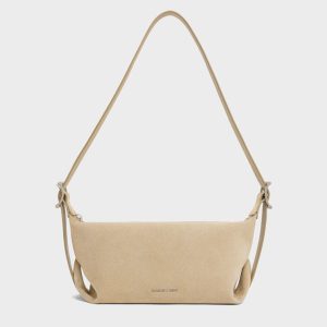 Larsen Recycled Suede Buckle-Strap Slouchy Shoulder Bag