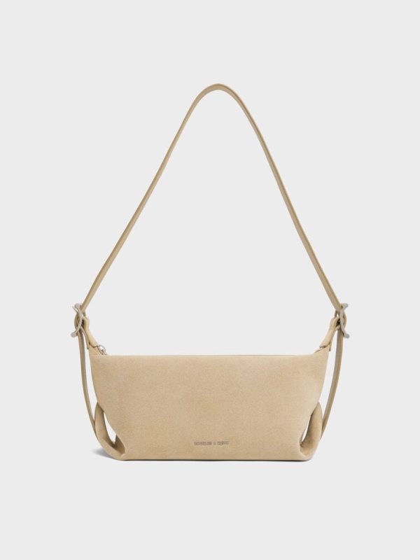 Larsen Recycled Suede Buckle-Strap Slouchy Shoulder Bag 1 Larsen Recycled Suede Buckle-Strap Slouchy Shoulder Bag