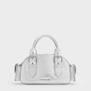 Blaise Metallic Buckle-Strap Side-Pocket Bowling Bag