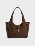 Mila Recycled Suede Metallic-Knot Drawstring Tote Bag