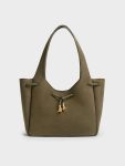Mila Recycled Suede Metallic-Knot Drawstring Tote Bag