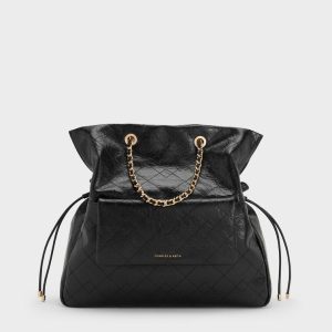 Duo Quilted Braided-Strap Drawstring Two-Way Backpack