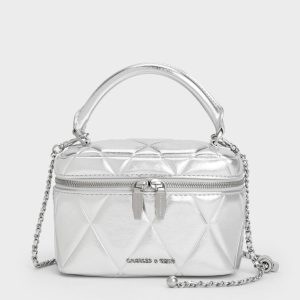 Arwen Metallic Quilted Top Handle Vanity Bag